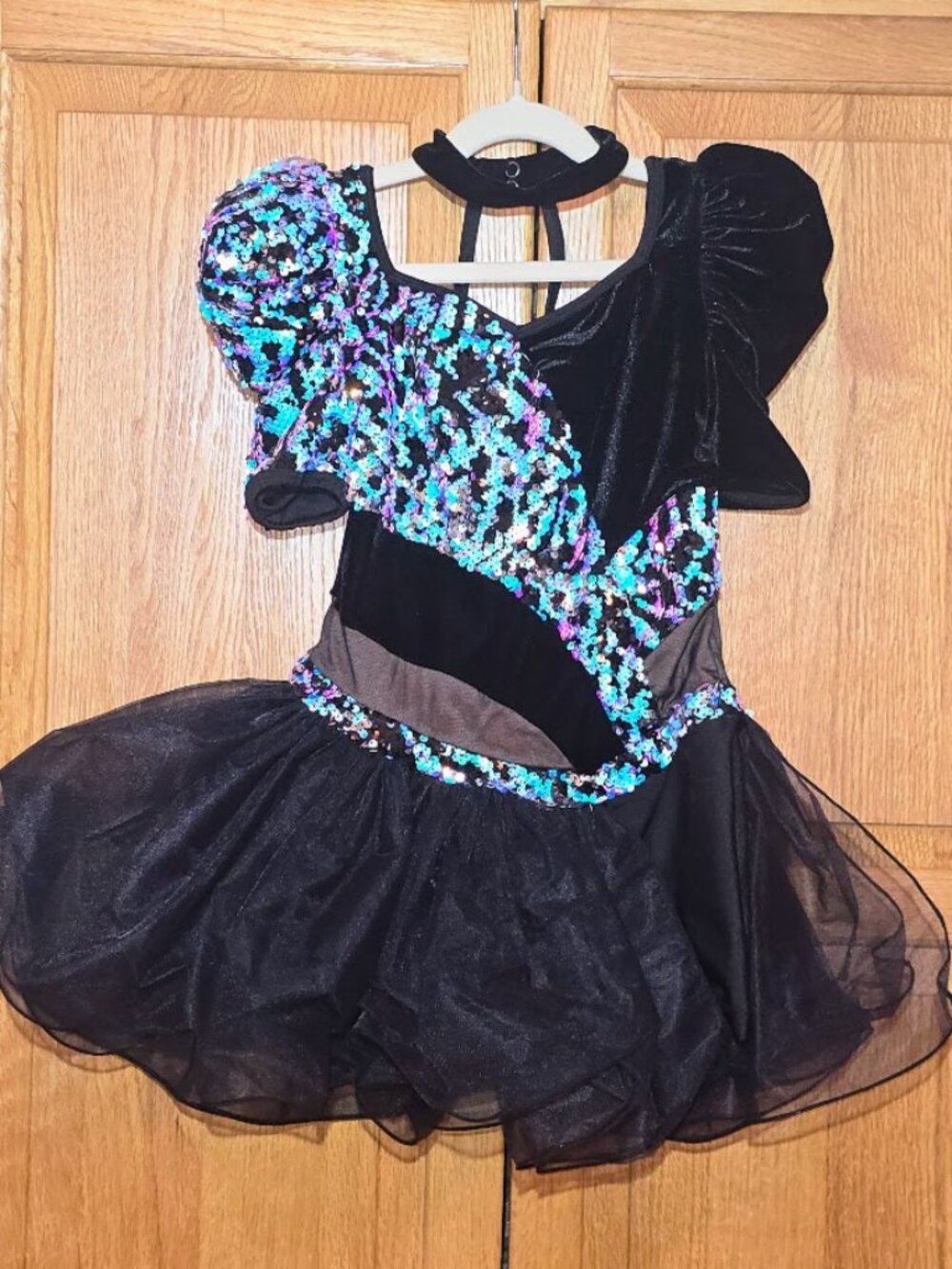 Weissman 25786 No Way Black Velvet Iridescent Sequins Girls' Dance Costume MC